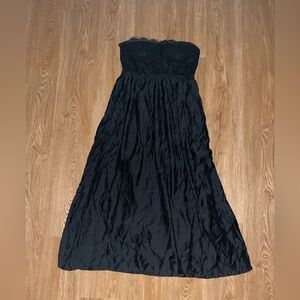 Stile by per lei black strapless corset midi dress l new nwt bra underwire lace